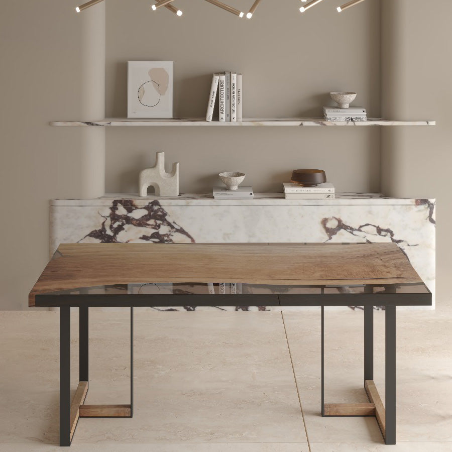 White Oak Tuco Epoxy Dining Table for 6 Persons - Custom, 36'' x 73'' - Holzsch