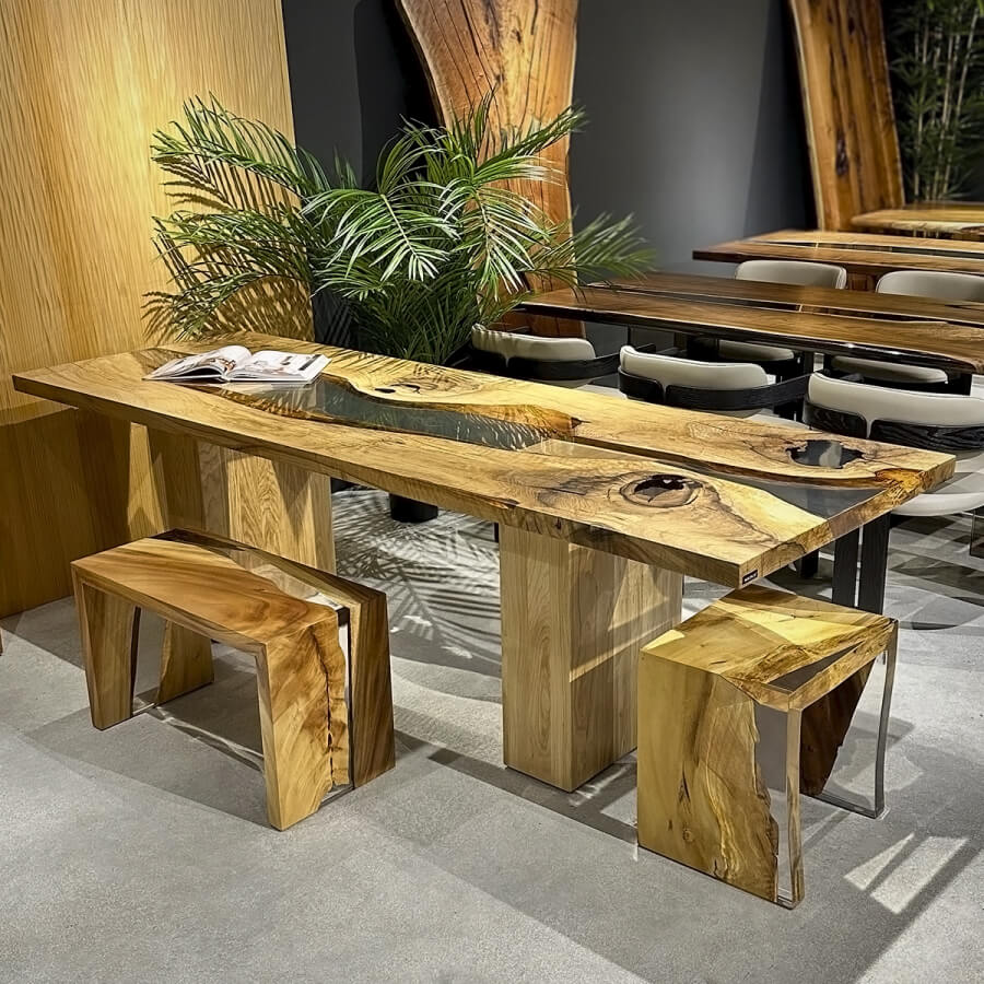 Zenit Resin River Dining Oak Table - Solid Wood, Epoxy River Design - Holzsch