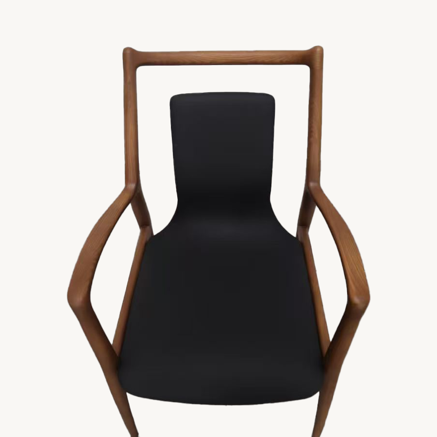 Set of 6 Mathis Leather Dining Chairs - Custom Brown & Black - Holzsch