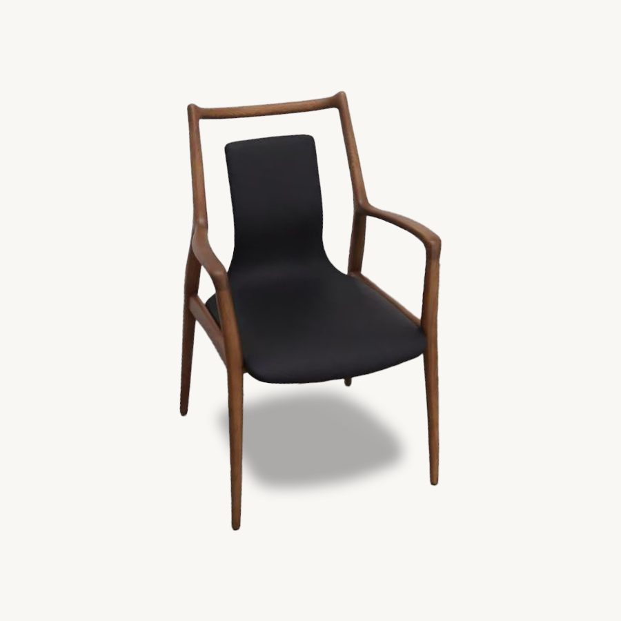 Set of 6 Mathis Leather Dining Chairs - Custom Brown & Black - Holzsch