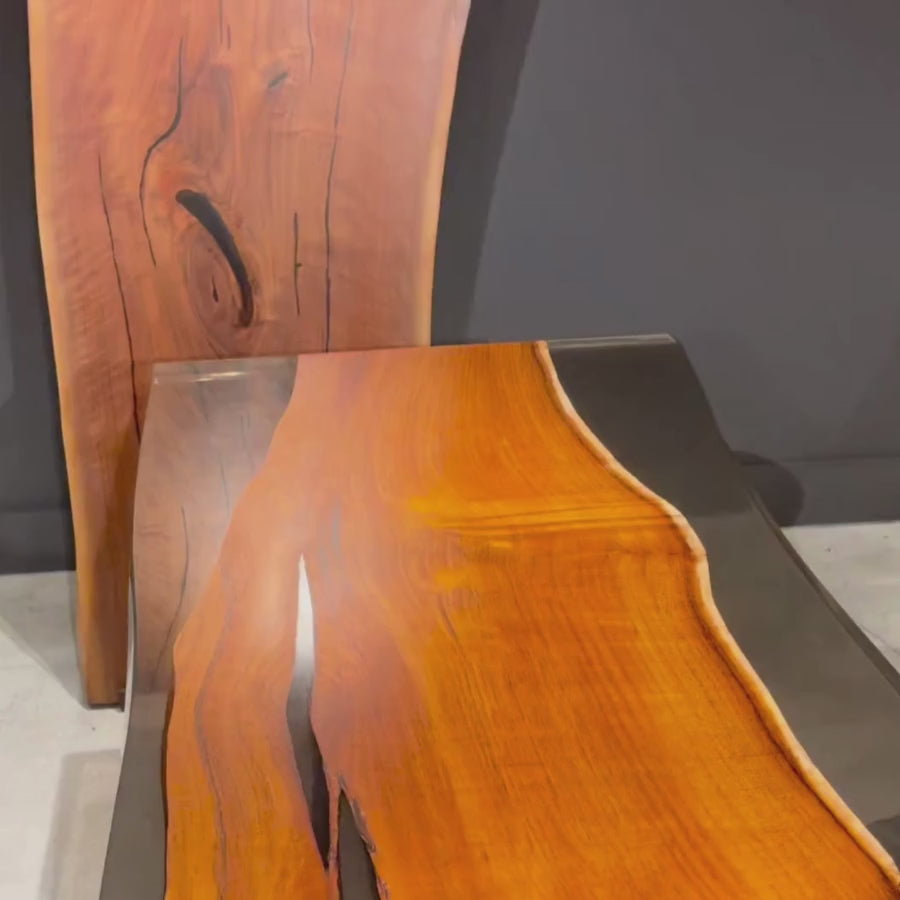 Toona Epoxy Hall Table with Chrome Legs for Entryway and Foyer