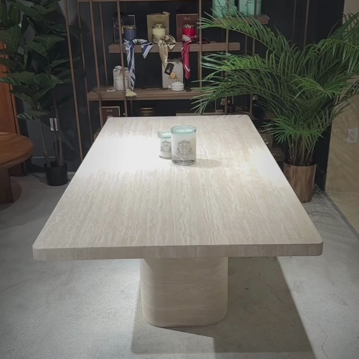 Rectangular Genuine Travertine Dining Table