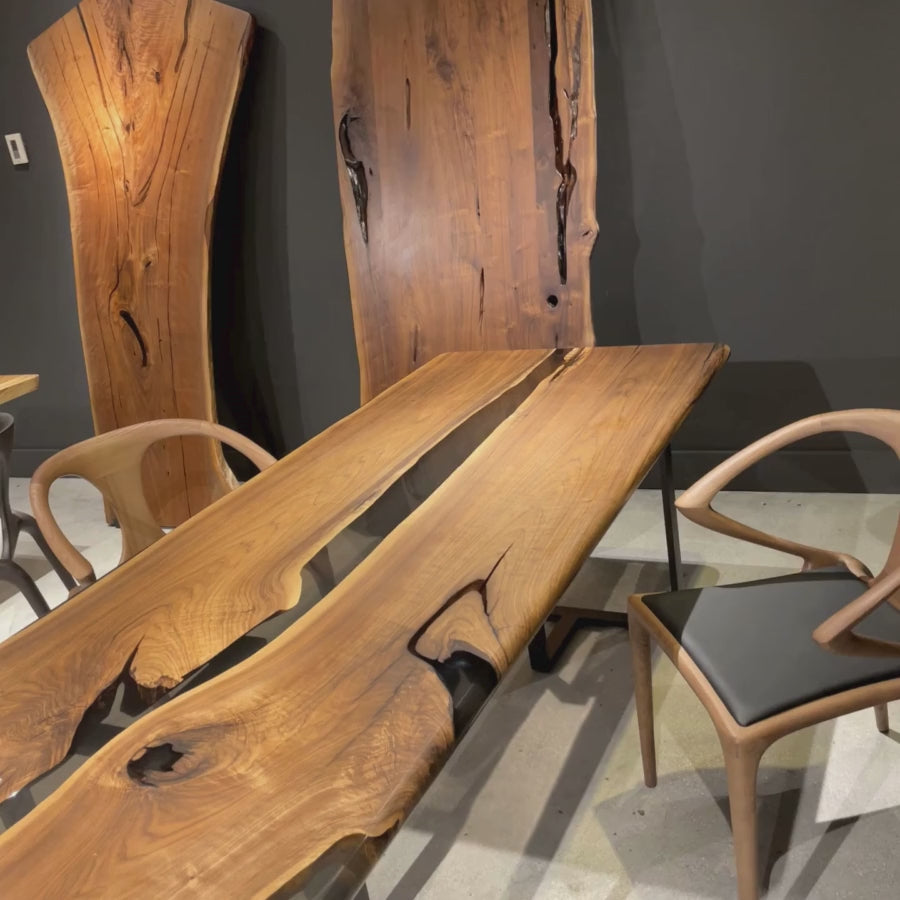 Dauw Drift Walnut Epoxy River Dining Table 36" x 87"