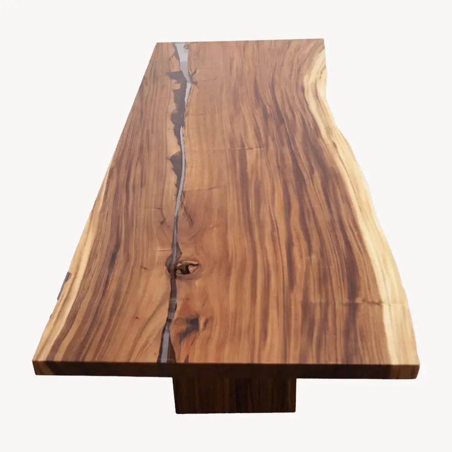 Saman Select Dining Table - Wood Slab, Epoxy Live Edge 40x110" - Holzsch