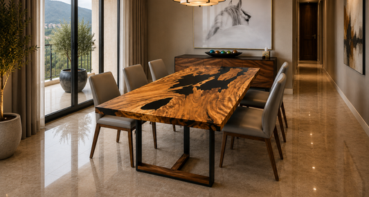 Monkey Pod Table with Black Epoxy_Holzsch