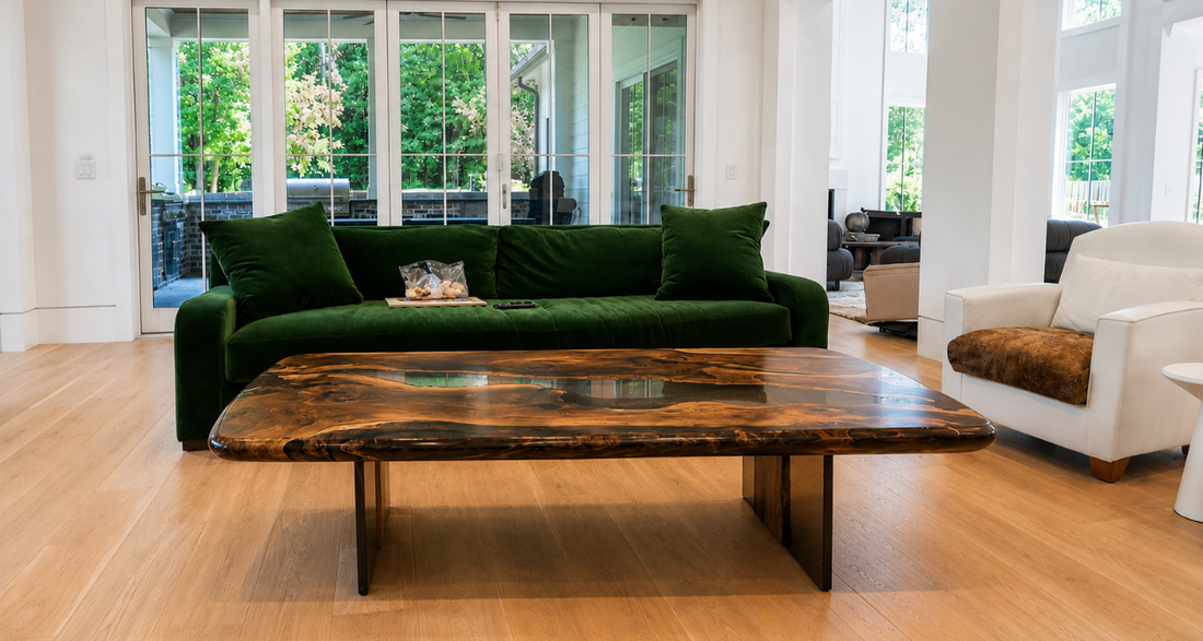 Siamese Cassia Coffee Table with Epoxy Rive