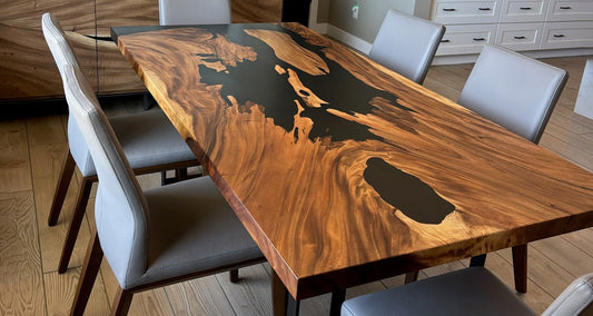 Monkey Pod Table with Black Epoxy — Arizona Client - Holzsch
