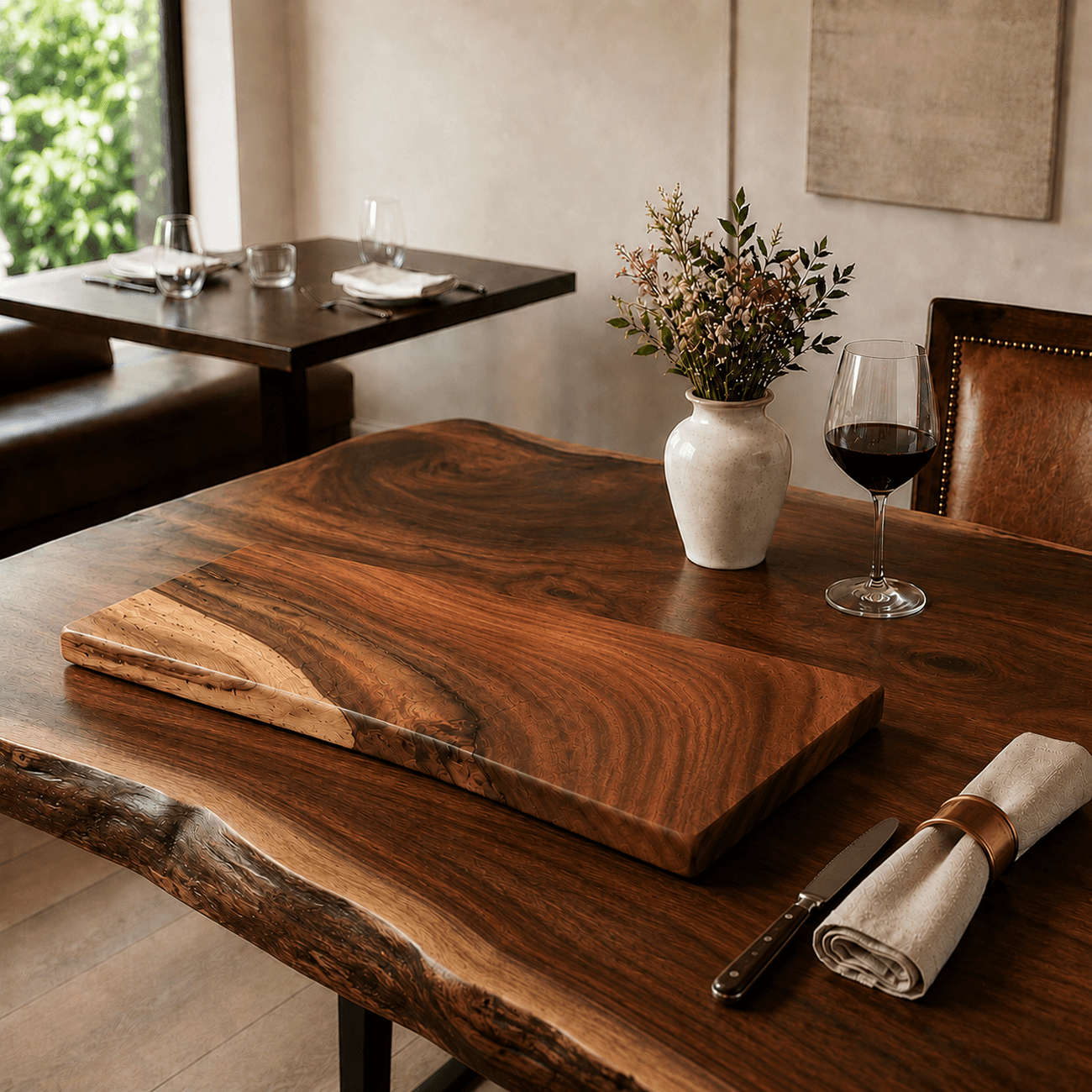 12 x 36 River Guard Saman table board with natural wood grain. 