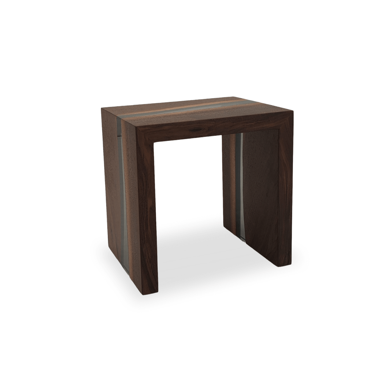 14 x 18 Waterfall walnut stool with transparent gray epoxy