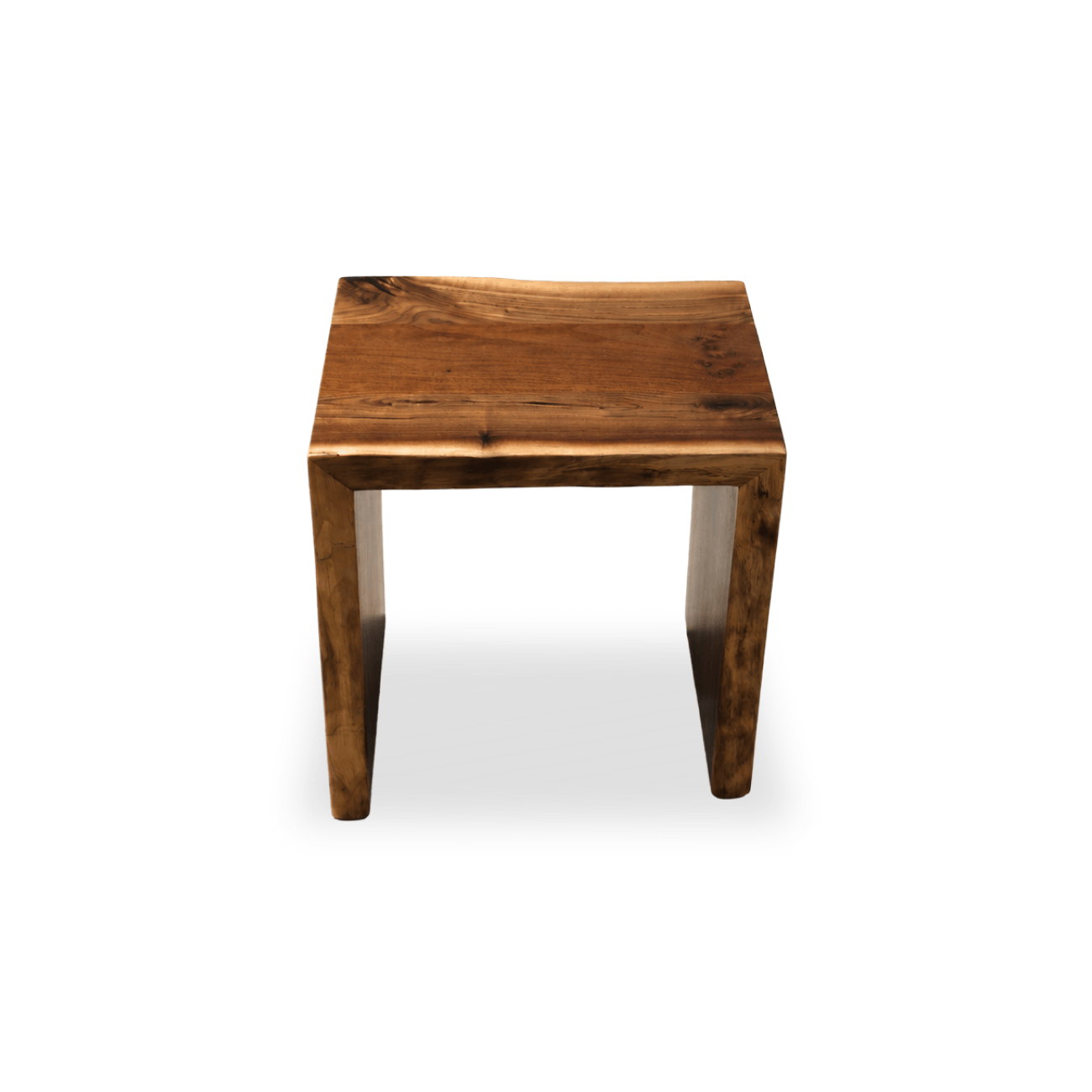 Handcrafted 14 x 18 walnut stool with continuous waterfall construction