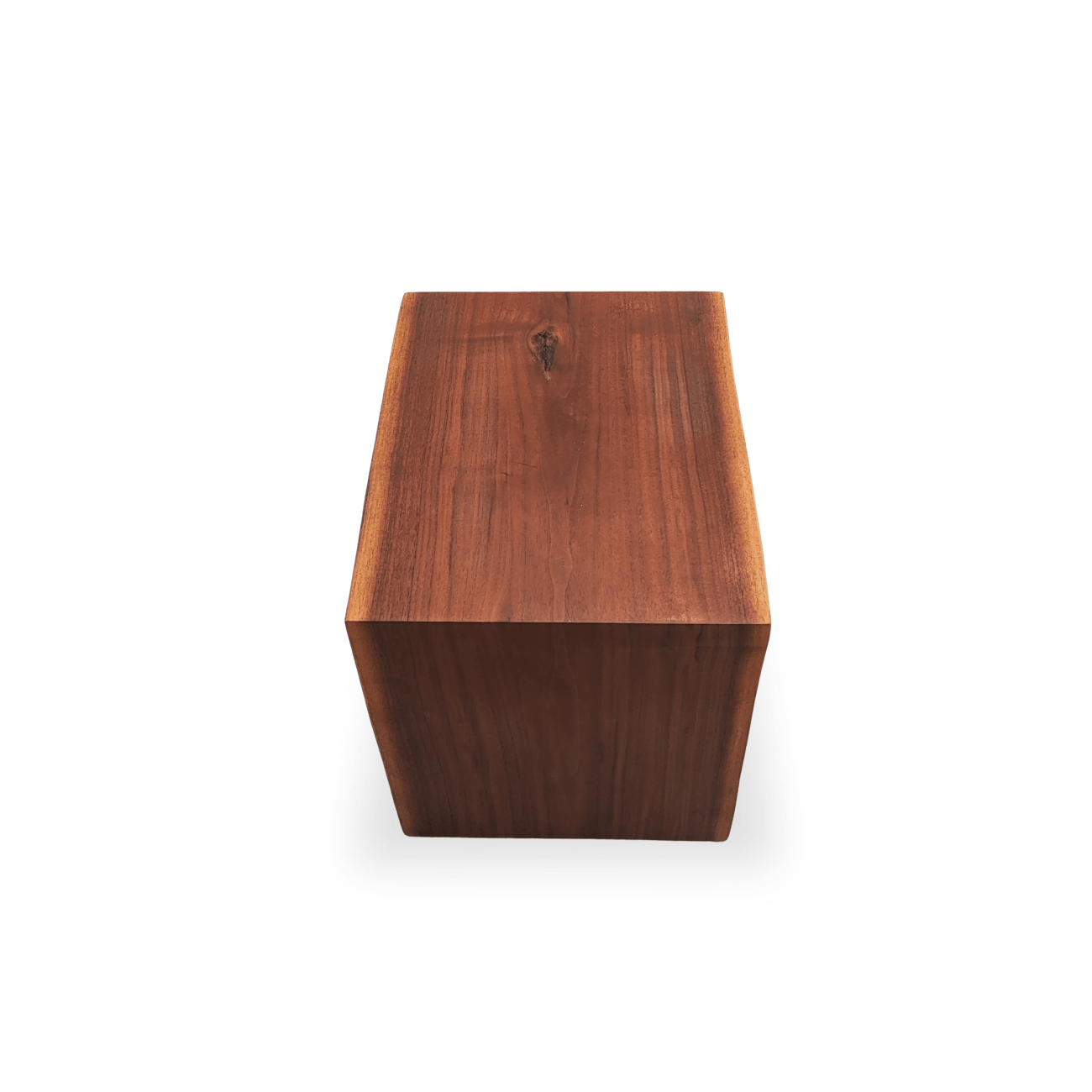 Solid walnut accent stool with natural live-edge detailing