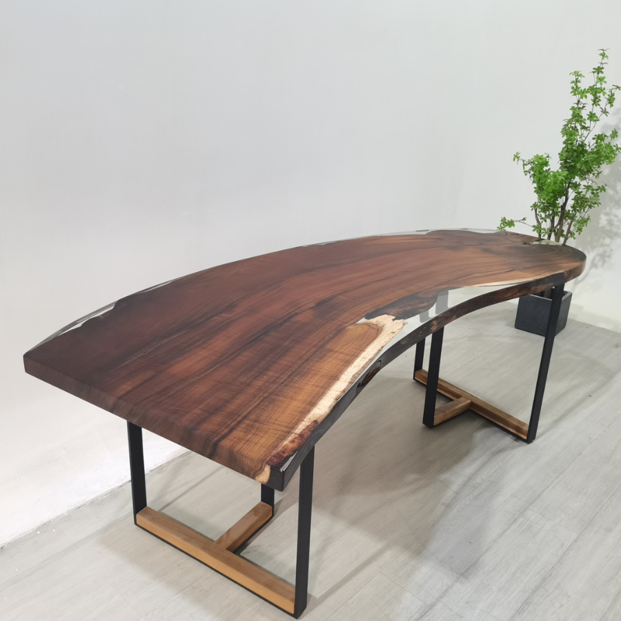 Jac Epoxy Resin Solid Wood Desk Table 30" x 81"