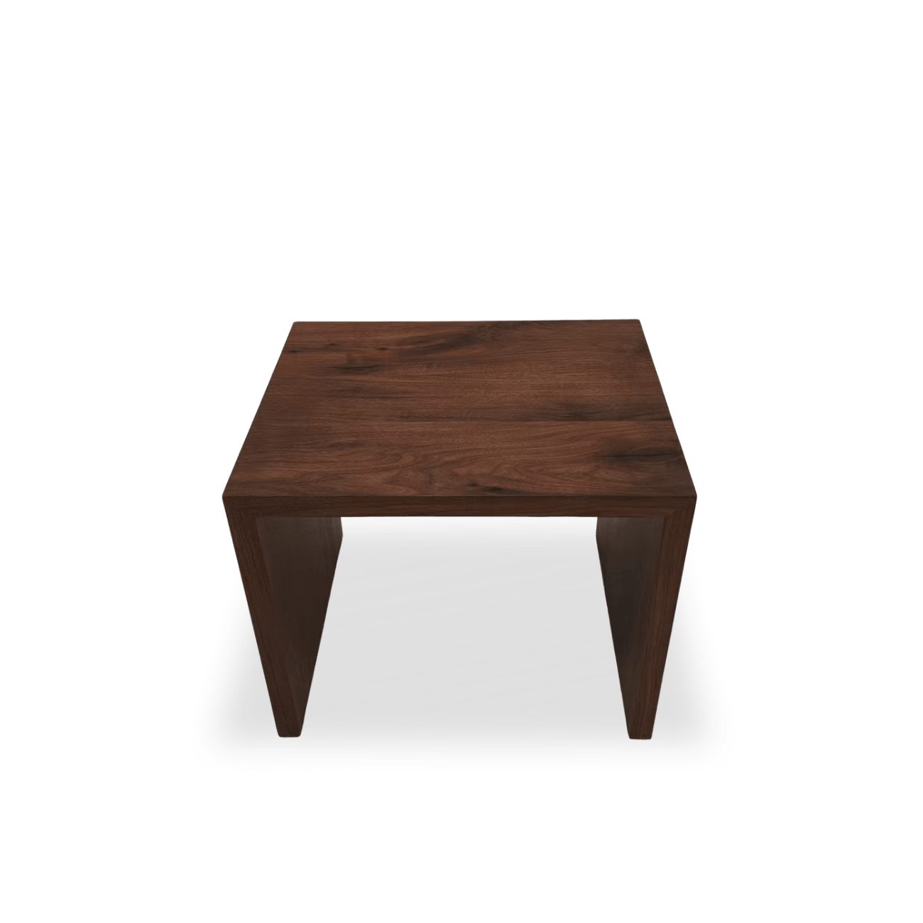 Waterfall walnut side table with seamless solid wood construction