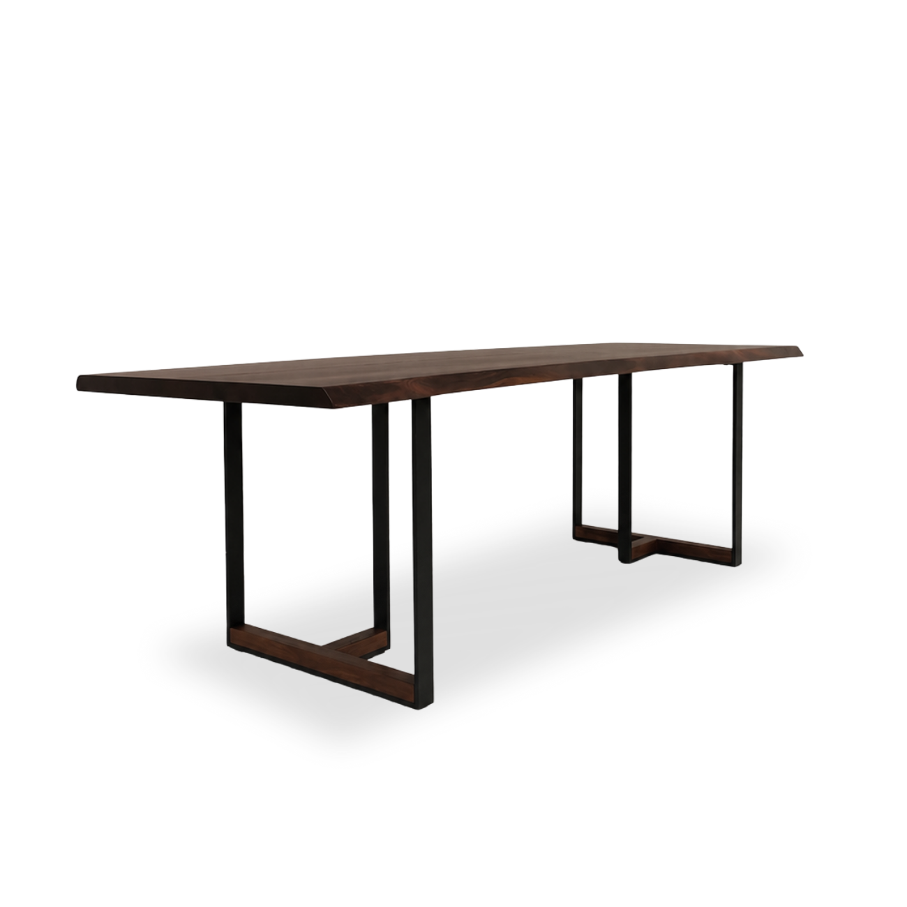 Contemporary 36 x 102 walnut dining table with live-edge design