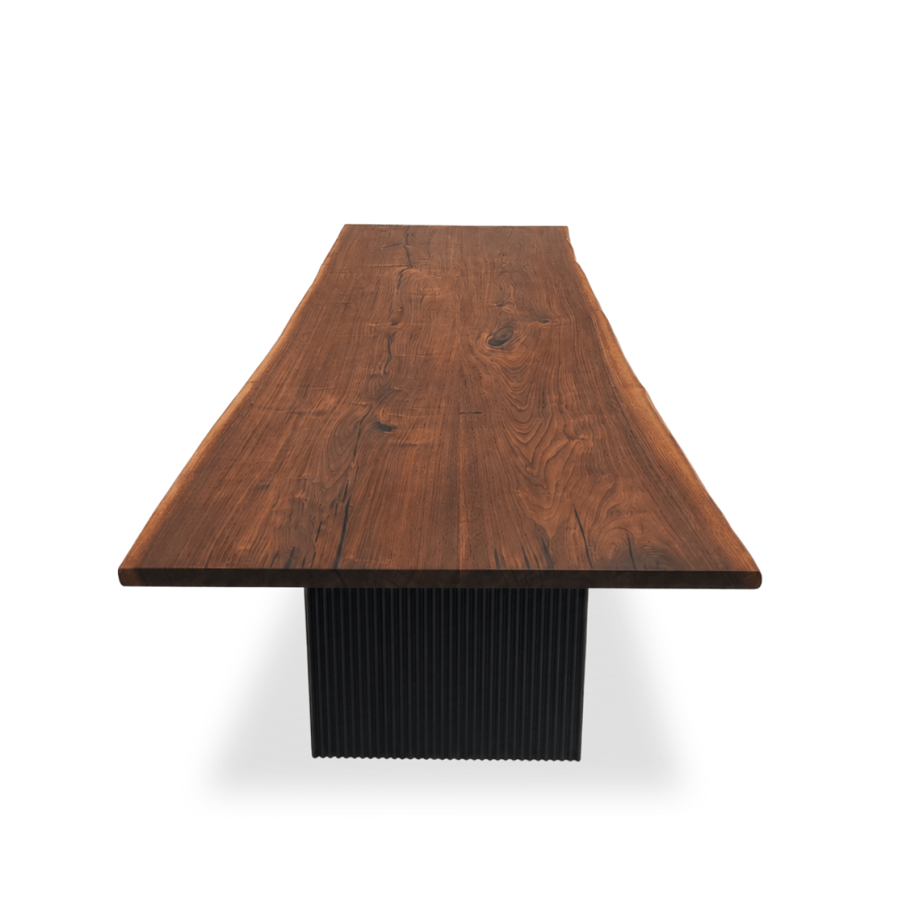 Luxury 40 x 112 walnut dining table with natural live edge