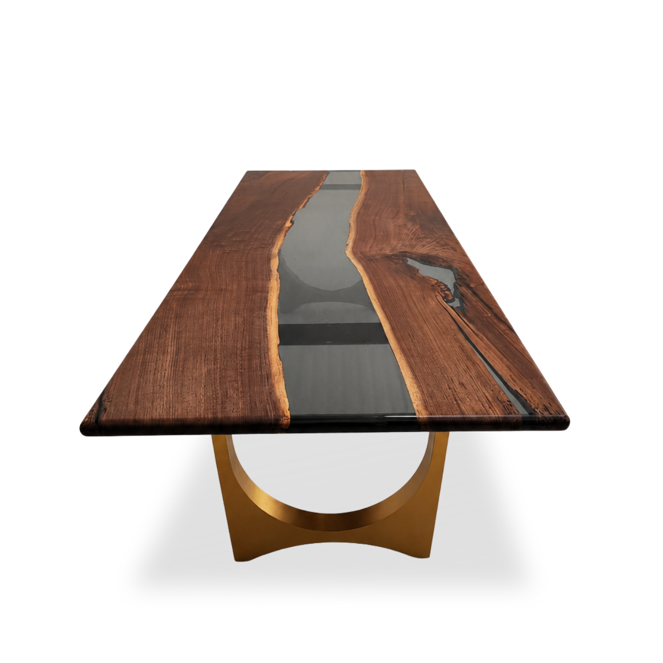 Solid walnut rectangular dining table with straight-edge tabletop