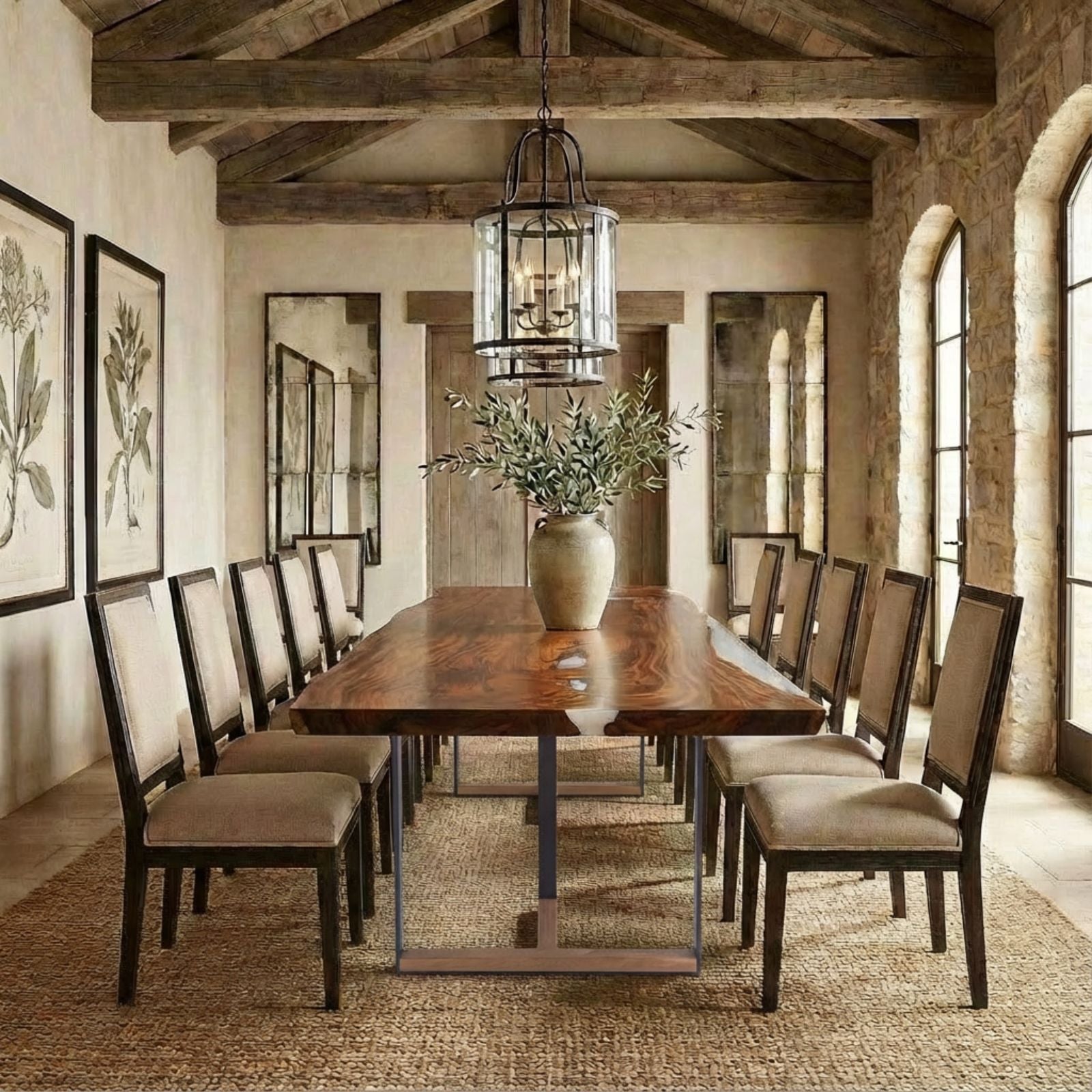 Tuco Rectangular Monkey Pod Dining Table with live edge and epoxy_Holzsch