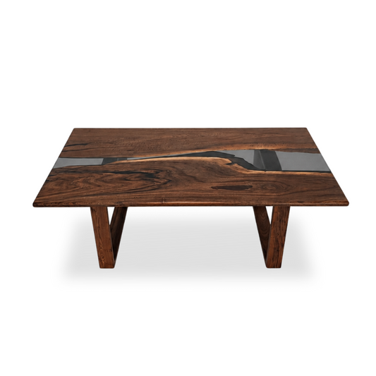 Handcrafted rectangular walnut dining table with rounded edge 