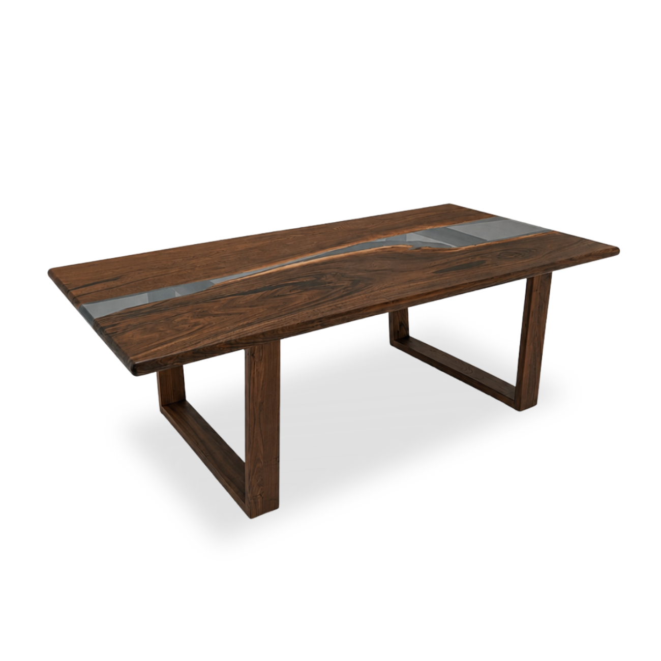 Handcrafted rectangular walnut dining table with rounded edge 