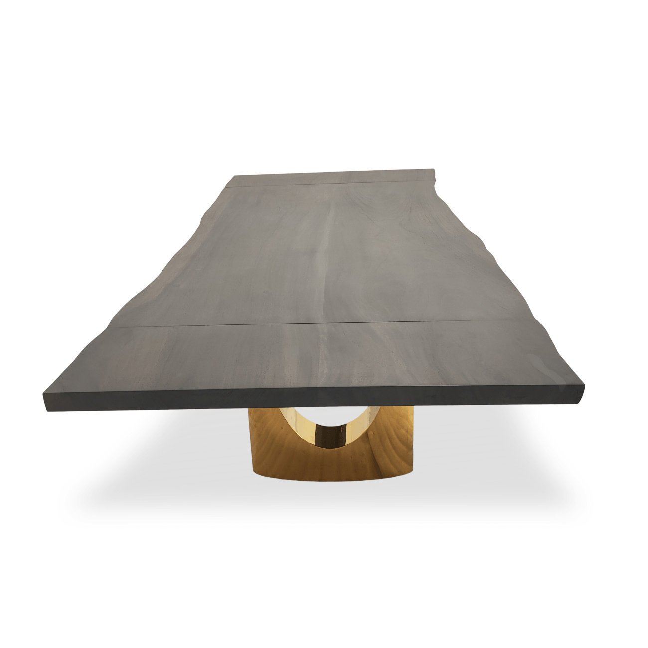 Handcrafted extendable Monkey Pod dining table in a bleached finish.