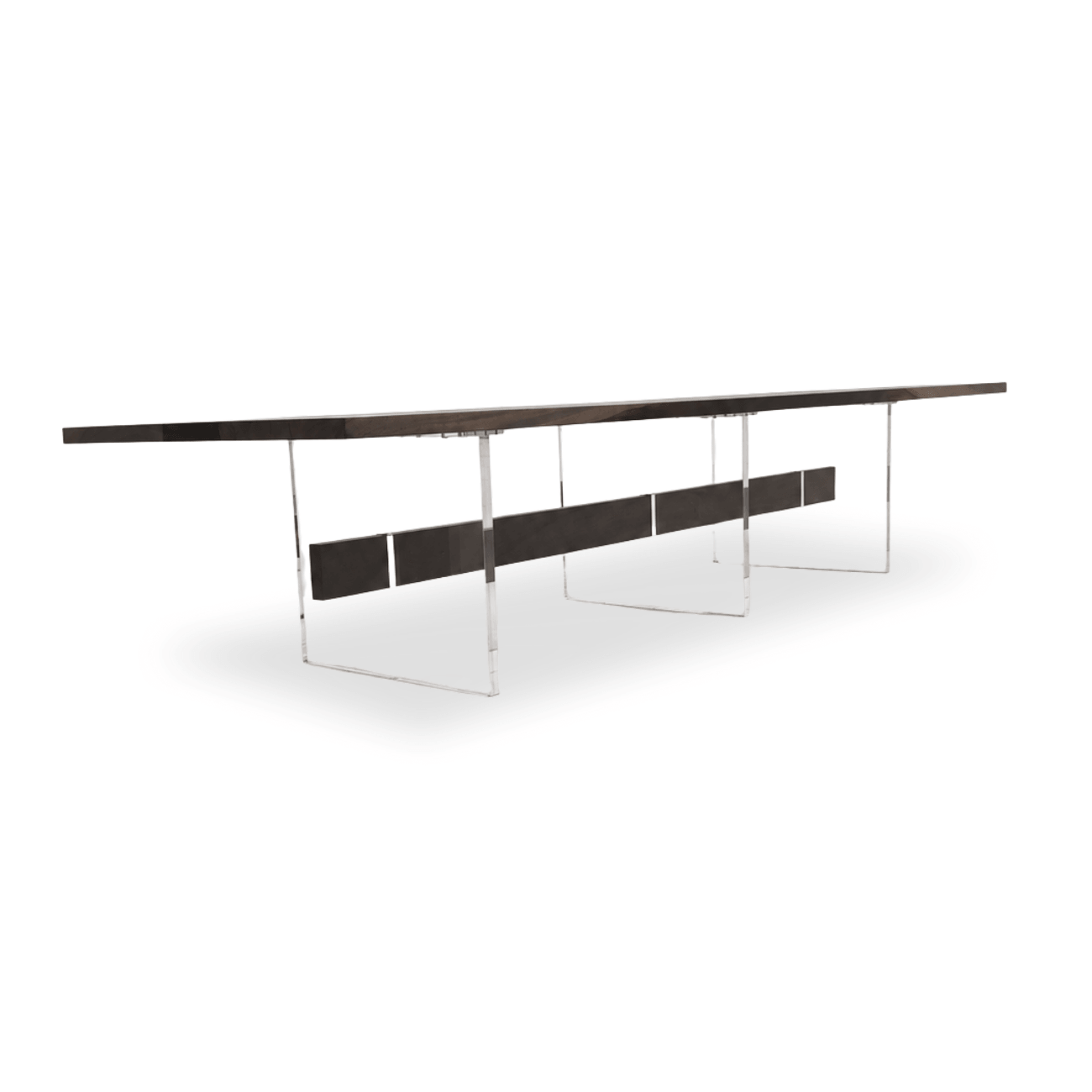 Contemporary bleached wood dining table with gray epoxy and floating base