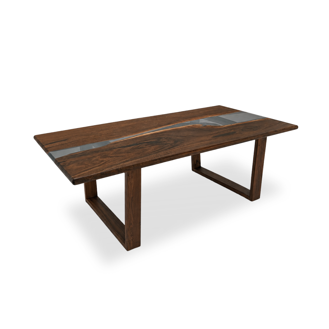 Handcrafted rectangular walnut dining table with rounded edge profile