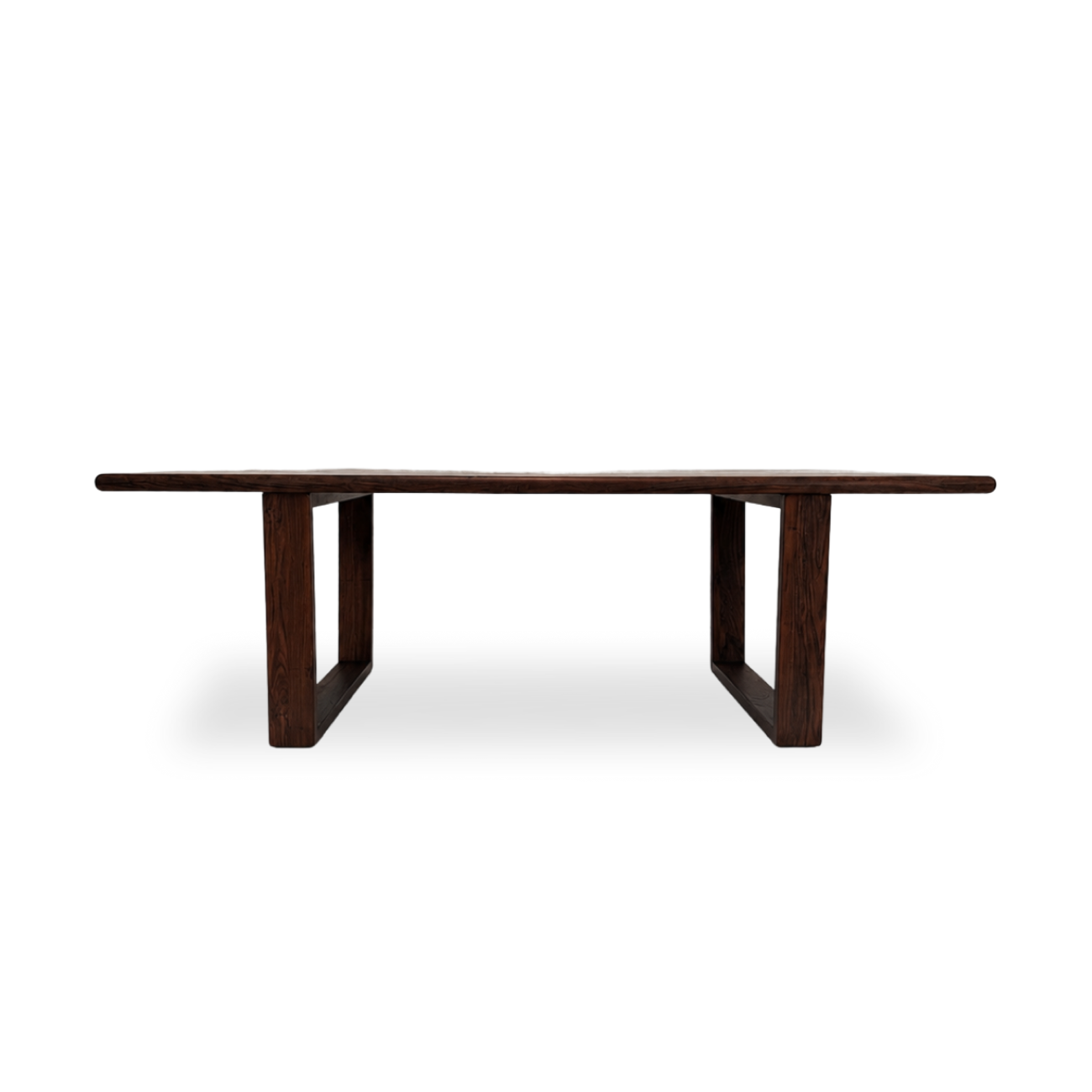 Solid walnut dining table with smoky grey resin and wooden legs