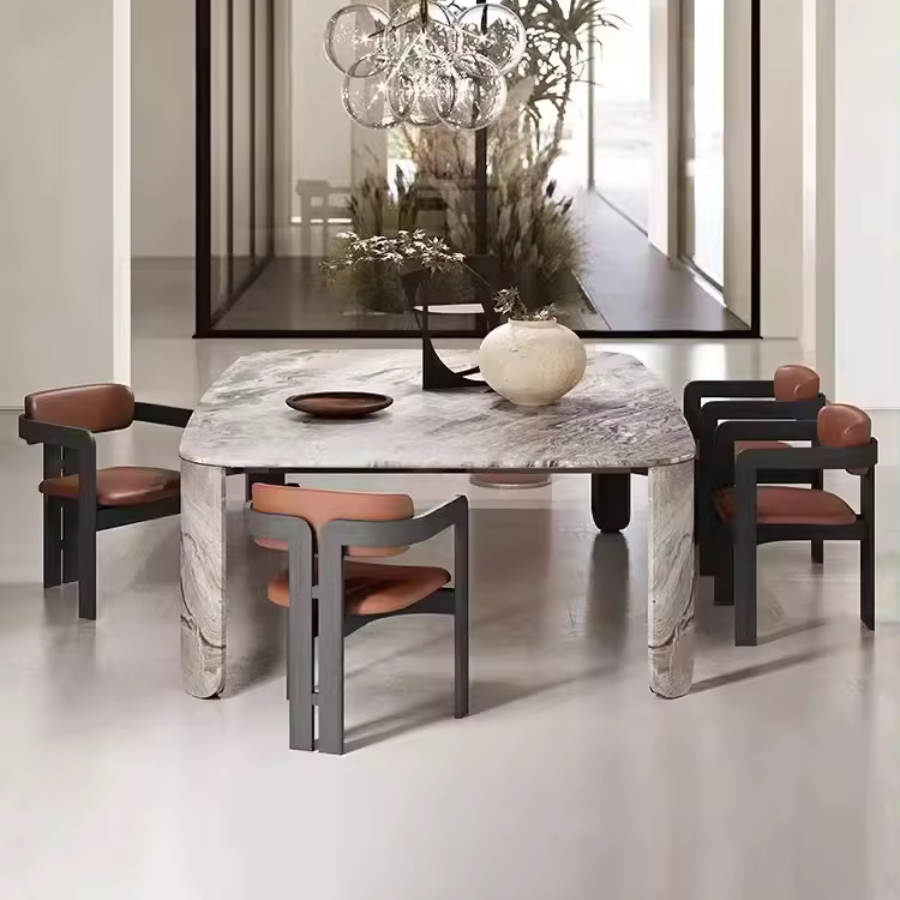Rive Dining Chair Leather Grey