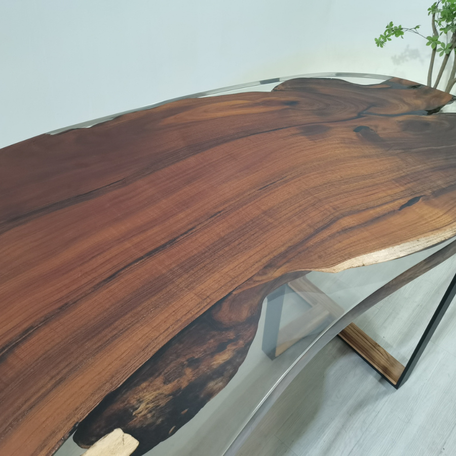 Jac Epoxy Resin Solid Wood Desk Table 30" x 81"