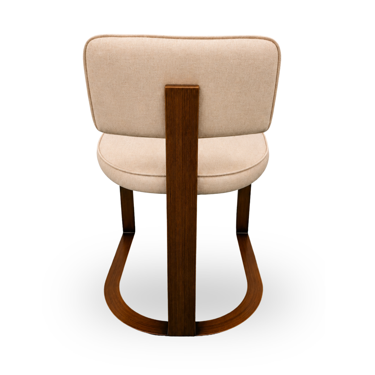 Modern Dining Chair Beige Fabric Upholstery and Steel Frame Back View. Holzcsh