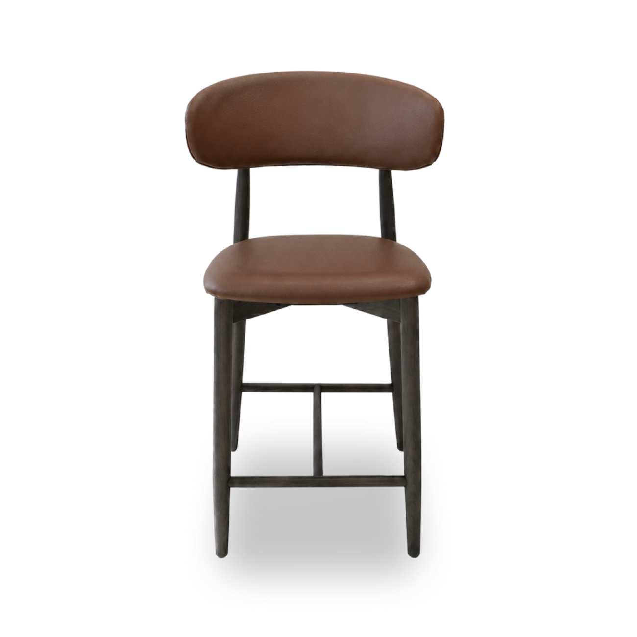 Brown bar stool with dark smoke legs