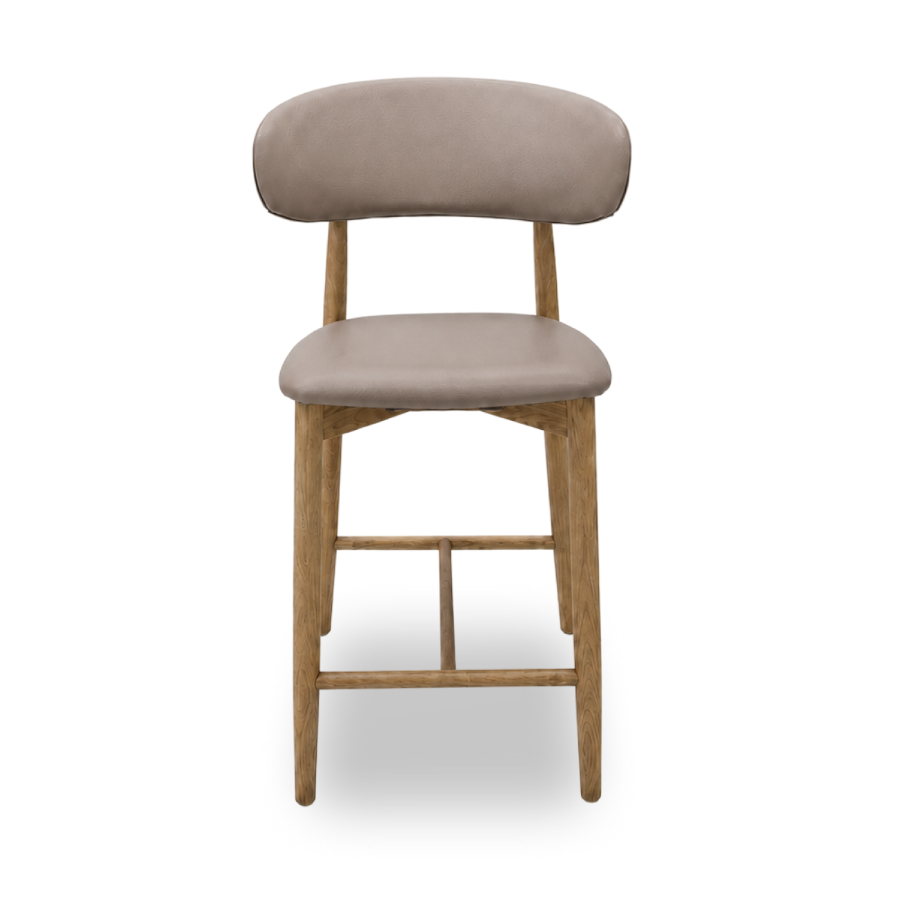 Modern solid wood counter chair with customizable finishes and upholstery