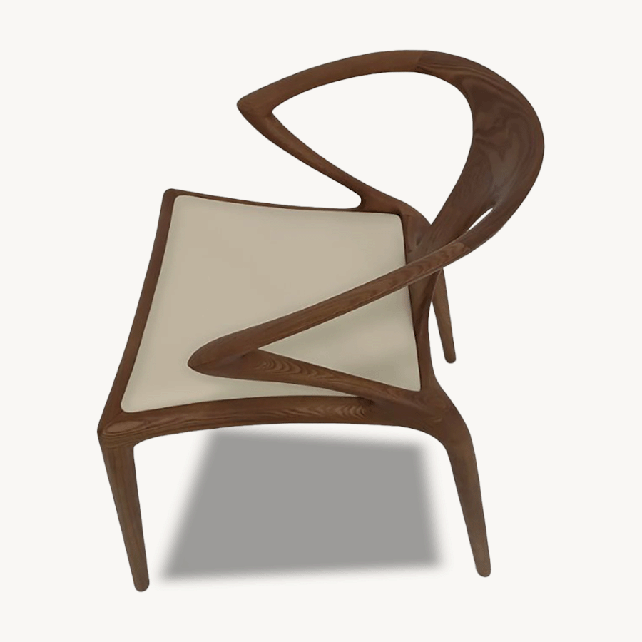 Set of 4 Luca Minimalistic Wooden Dining Chairs - Walnut & White Cream - Holzsch