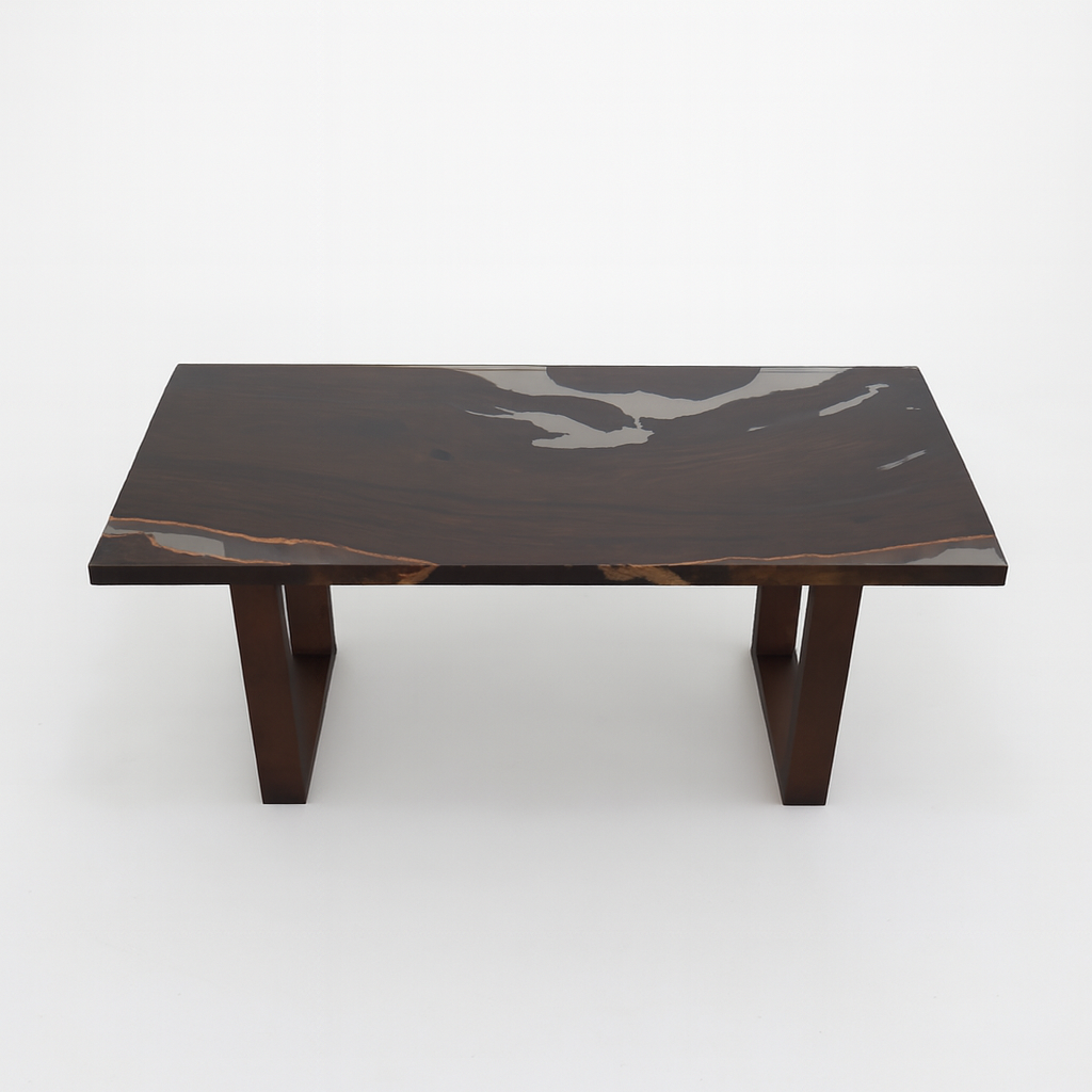 Dark brown marble desk table on a white background