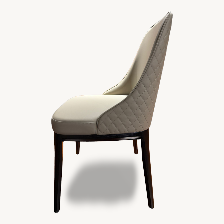 Set of 4 Linea Grey Leather Dining Chairs - Holzsch