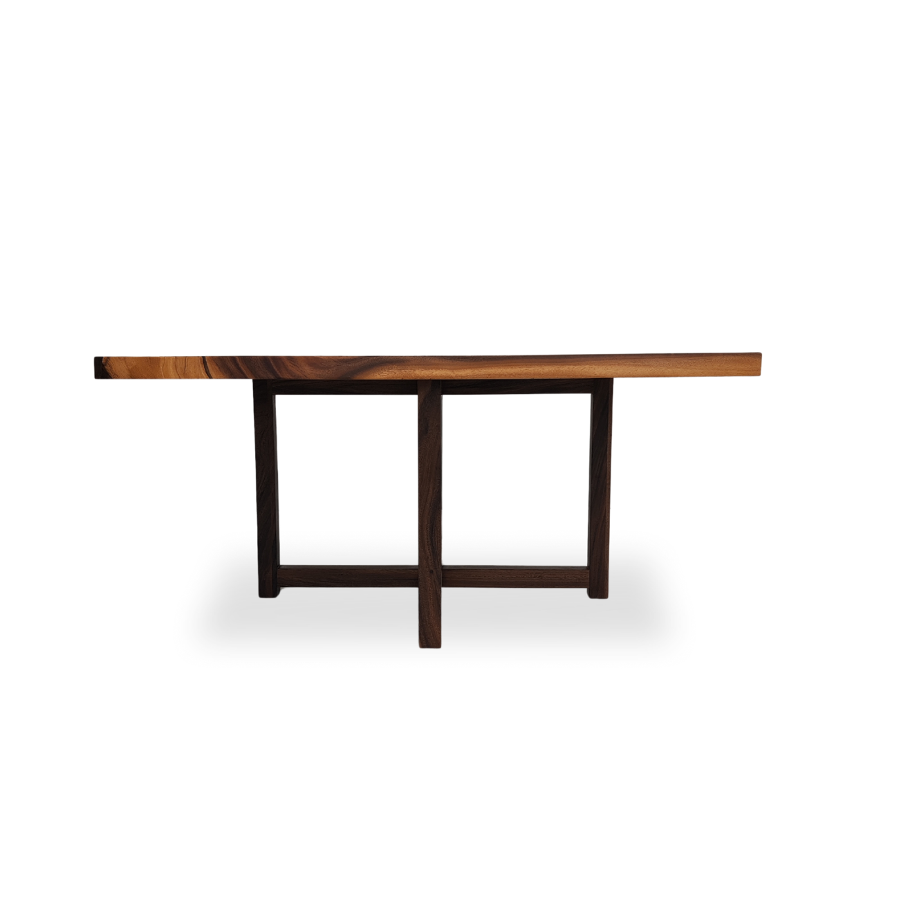 Wooden dining table on a white background