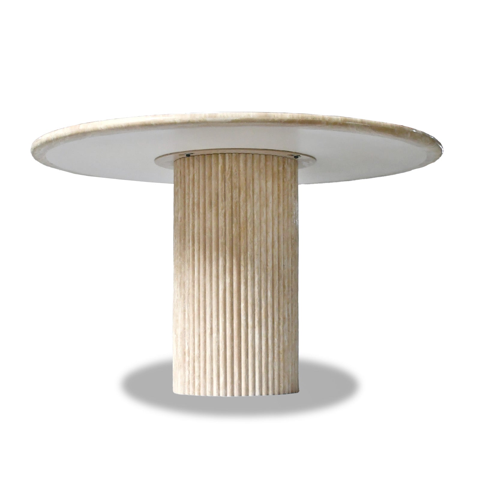 Genuine Travertine Round Carved Dining Table - Holzsch