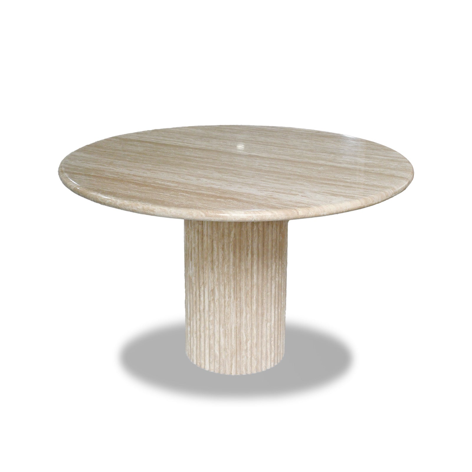 Genuine Travertine Round Carved Dining Table - Holzsch