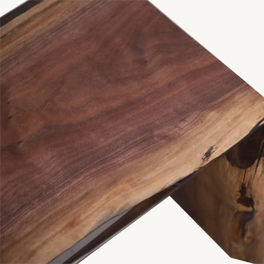 Hickory Epoxy Stool - Custom, Transparent Epoxy, Rustic Design - Holzsch