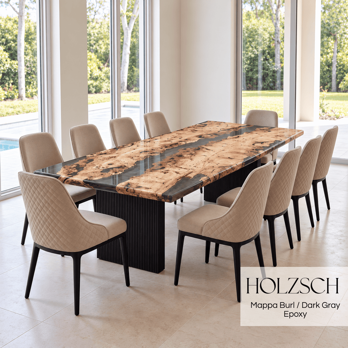 Klar Mappa Burl Dark Gray Epoxy Dining Table_Holzsch