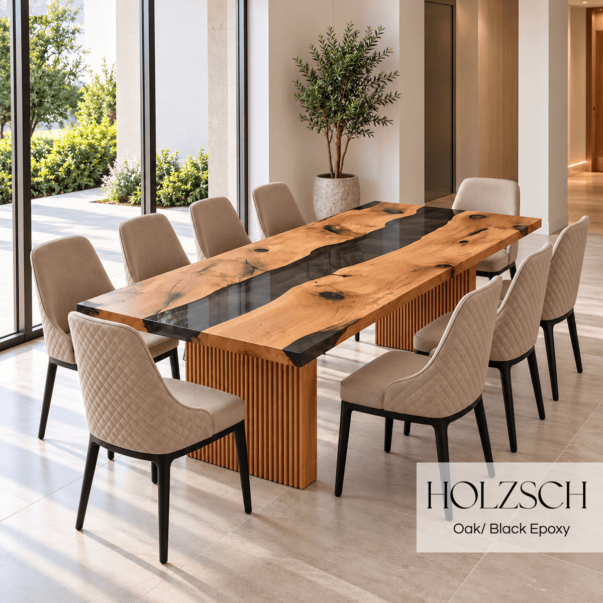 Klar Oak Dark Gray Epoxy Dining Table_Holzsch