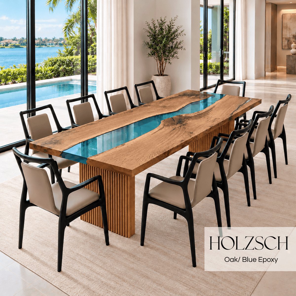 Klar Oak Blue Epoxy Dining Table_Holzsch