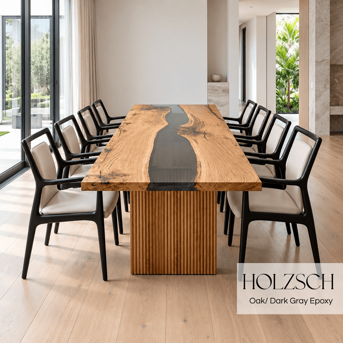 Klar Oak Dark Gray Epoxy Dining Table_Holzsch
