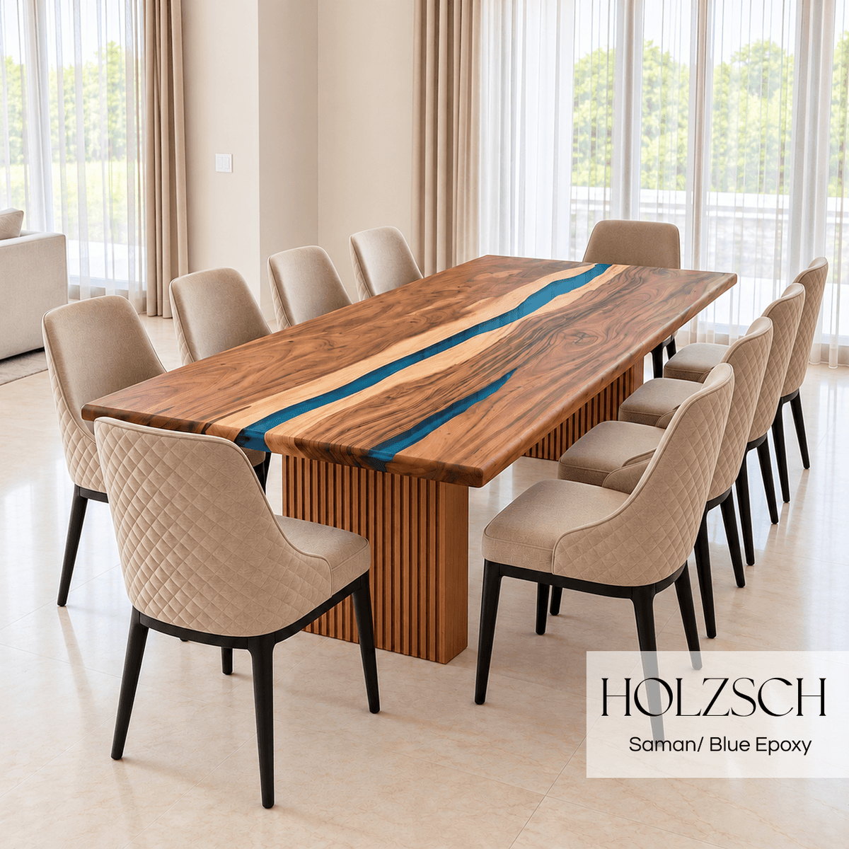 Klar Saman Blue Epoxy Dining Table_Holzsch