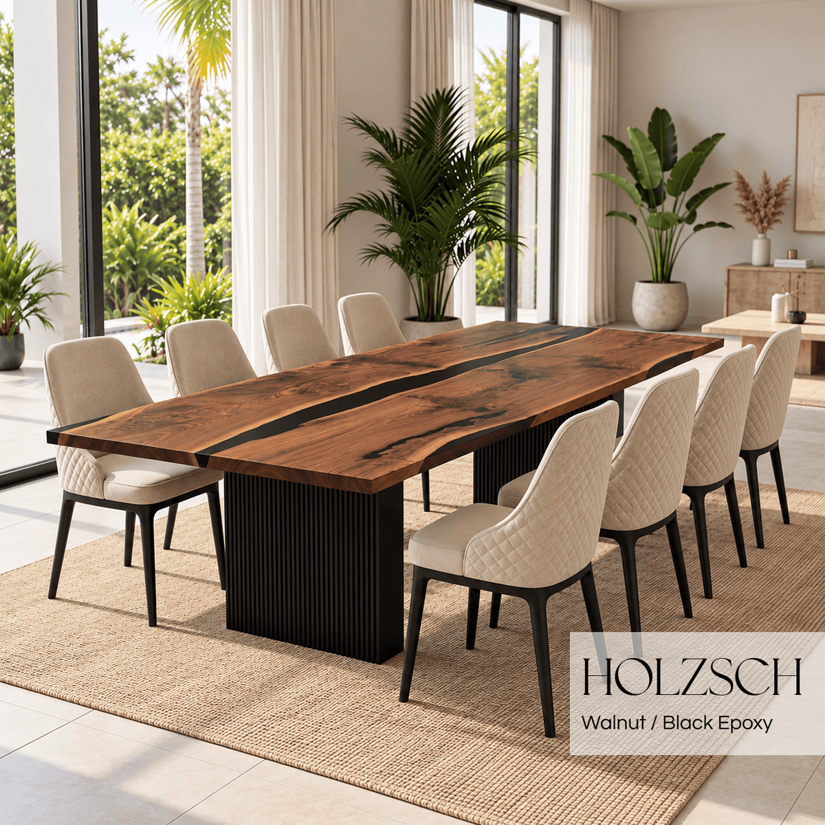 Klar Walnut Black Epoxy Dining Table_Holzsch
