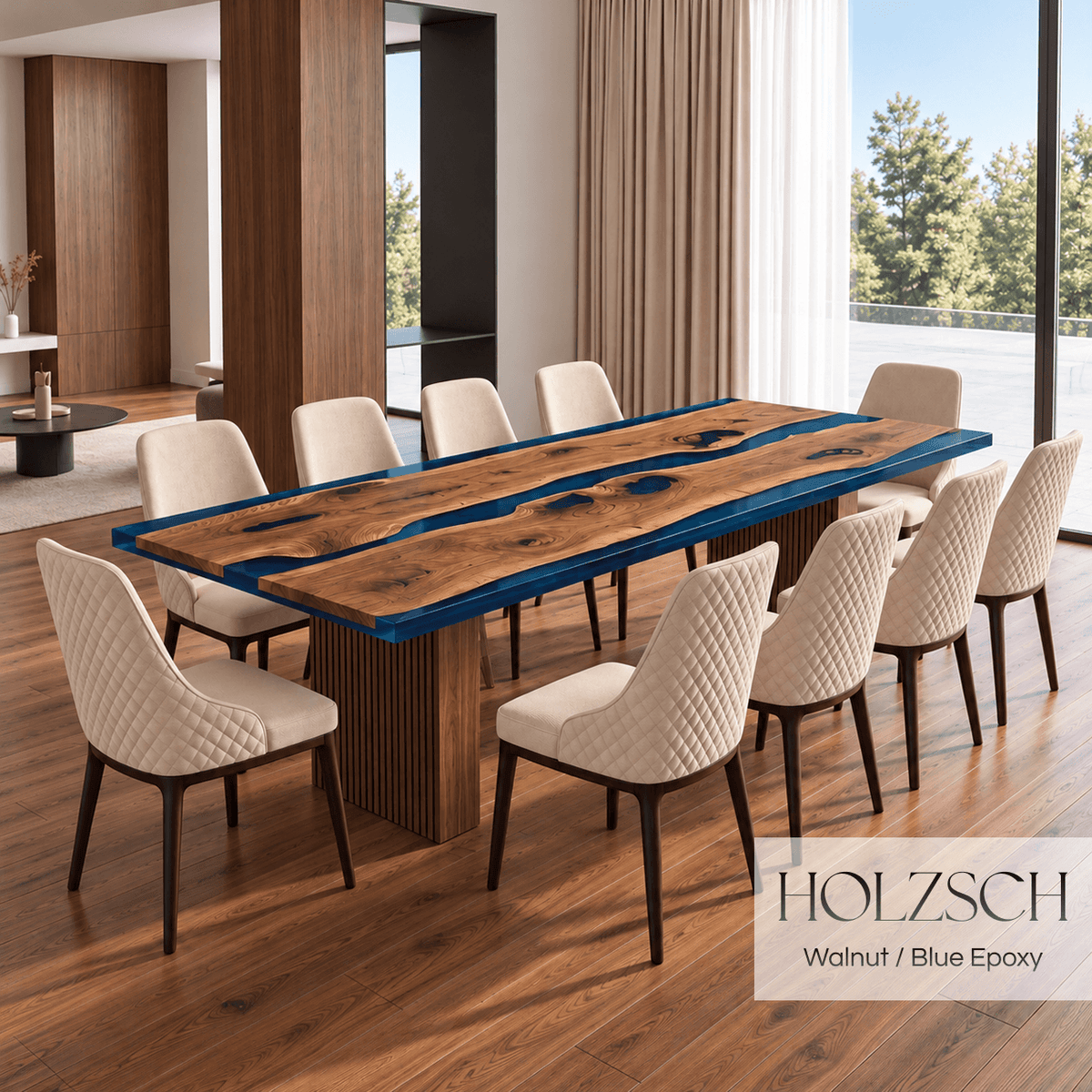 Klar Walnut Blue Epoxy Dining Table_Holzsch