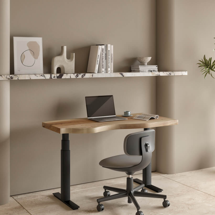 Live Edge Ash Sit-Stand Desk with Height Control - Ergonomic Office Desk - Holzsch
