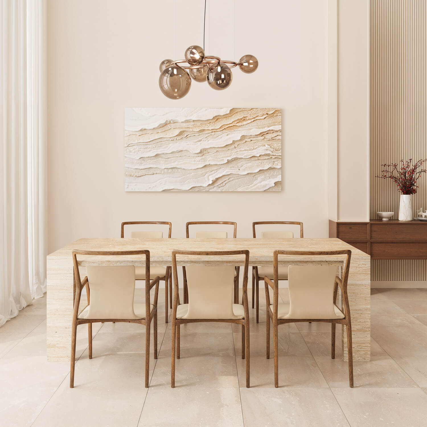Maestrale  Rectangular Genuine Travertine Dining Table 42" x 96" - Holzsch