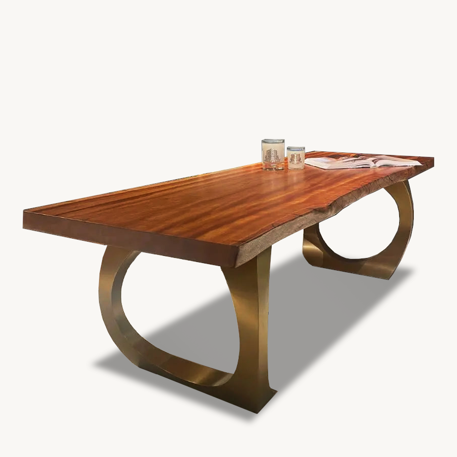 Mahamadou Live Edge Slab Dining Table - Exotic Wood 35" x 100" - Holzsch