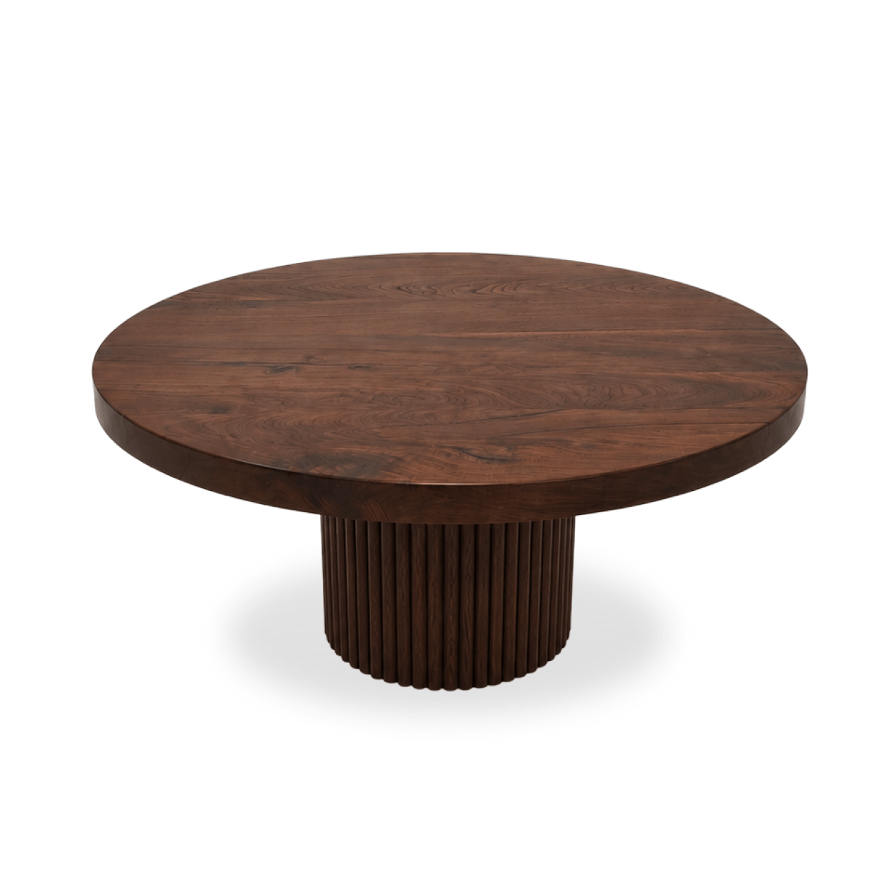 Luxury 59-inch walnut dining table with sculptural column base